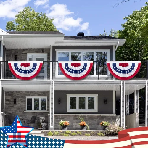 Vista 7 de Banderines de American Flags USA de 2 x 4 pies para celebración exterior del 250 aniversario, decoraciones patrióticas del 4 de julio al aire libre