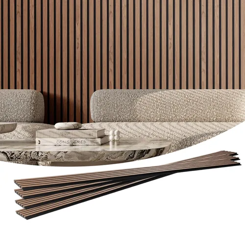 Vista 14 de VEVOR Panel Acústico de Listones de Madera, 7.9 x 94.5 pulgadas, Pared de Acento MDF de 4 Piezas, Tablero de Madera Falsa para Decoración