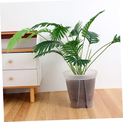 Vista 6 de Yardwe Paquete de 2 macetas de plástico para interiores para suculentas y cactus de fácil visualización para decoración de oficina en casa