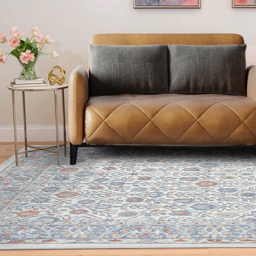 Vista 7 de Fashionwu Alfombra de baño con diseño floral para pasillo, alfombra moderna envejecida para sala de estar, alfombra turca, alfombra estética
