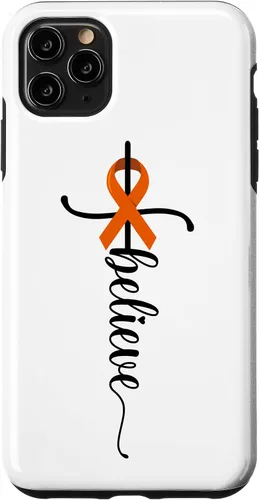 Vista 4 de iPhone 12 mini Believe Faith Survivor Warrior Orange Ribbon Estuche para cáncer de riñón