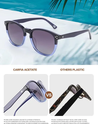 Vista 9 de Gafas de sol polarizadas para mujer con protección UV para mujer, a la moda, grandes sombras con marco de acetato BC2110