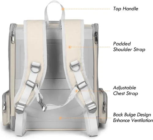 Vista 3 de Mochila transportadora para gatos, mochila grande para mascotas con varita de gatito, juguete de plumas para perros medianos y pequeños, gatos