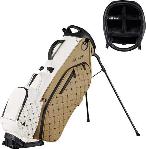 Vista 13 de ASK ECHO Prestige Full-Length Hybrid Stand Bag – Premium Leather Negro