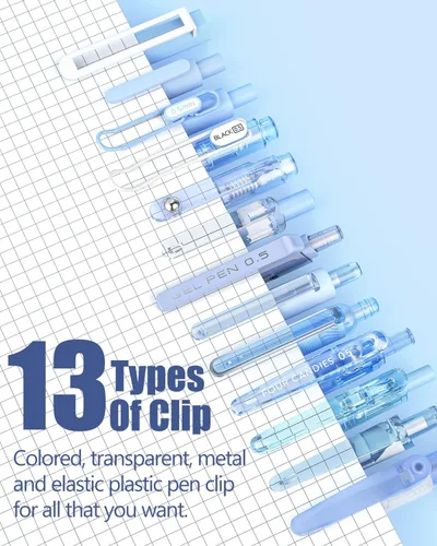 Vista 9 de FOUR CANDIES - Paquete de 14 bolígrafos pasteles bonitos, estéticos y retráctiles con tinta de gel negra, punta fina de 0.5 mm, incluye 2 Azul