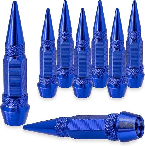 Vista 13 de 4 piezas de tapas de válvula de neumático con estilo púas, cubiertas de válvula de neumático universales de aleación de aluminio a prueba de polvo