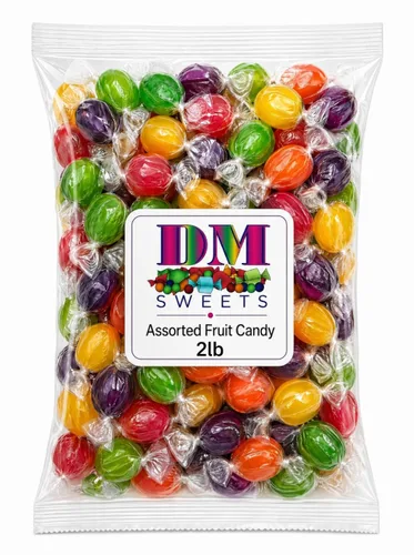 Vista 2 de Surtido de caramelos duros de frutas de 2 libras, bolsa a granel de cereza, naranja, limón, lima y uva