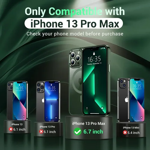 Vista 8 de Funda magnética para iPhone 13 Pro Max, [compatible con MagSafe] [no amarillenta] delgada y delgada a prueba de golpes, funda protectora para iPhone