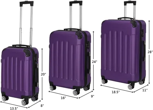 Vista 34 de Juego de equipaje de 3 piezas – Maletas con ruedas giratorias multidireccionales – Bolsa de viaje Maleta ABS con bloqueo TSA – Maletas de carcasa