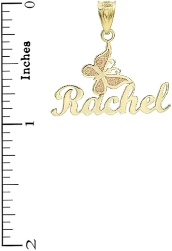 Vista 4 de 10K or 14K Yellow White or Rose Gold Personalized Name Butterfly Pendant Custom Made Any Name - Choice of Metal