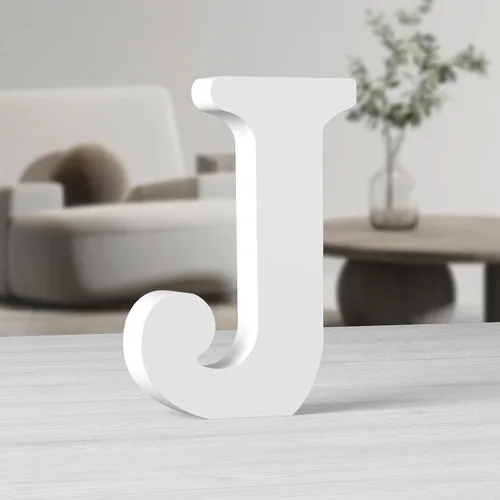 Vista 32 de AOCEAN Letras de madera grandes blancas de 10 pulgadas, letras de madera sin terminar para decoración de pared, letras decorativas de pie
