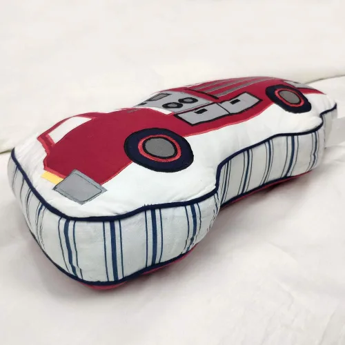 Vista 6 de Brandream Almohada decorativa de algodón para niños, diseño de camión de bomberos, sofá, cama, sala de estar, dormitorio de niños