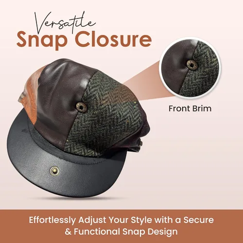 Vista 6 de Hombres de lana Newsboy Cabbies Otoño Invierno Clásico Patchwork Plaid Apple Cap Golf Sombrero Multicolor