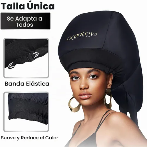 Vista 4 de Gorro de pelo de acondicionamiento profundo, accesorio de secadora con capucha para aceite caliente, máscaras y tratamientos de proteínas, tapa