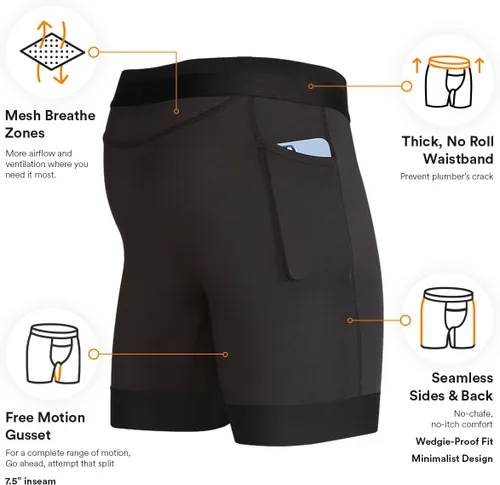 Vista 6 de All Citizens Mens Compression Shorts - Two Waterproof Pockets, Moisture Wicking & Quick Drying Fabric, Performance Baselayer