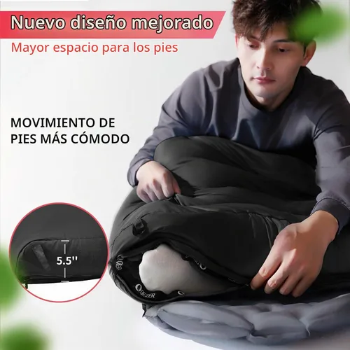 Vista 5 de Down Sleeping Bag for Adults, 600 Fill Power Ultralight Backpacking Negro
