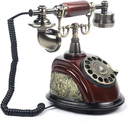 Vista 3 de Teléfono antiguo retro Vintage Rotary Dial europeo antiguo teléfono fijo estilo francés escritorio teléfono con cable Teléfono Teléfono Casa oficina