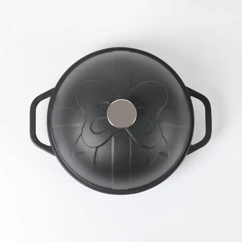 Vista 5 de HAWOK Horno de pan de hierro fundido DIA.10 pulgadas con tapa Negro..