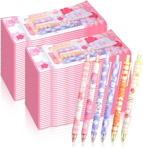 Vista 6 de 180 bolígrafos kawaii a granel, lindos bolígrafos kawaii, suministros de papelería, tinta de gel de Navidad, regalos de regreso a clases, tinta