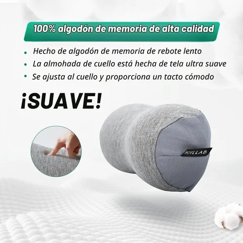 Vista 6 de Almohada de cuello de viaje pequeña Almohada de siesta de espuma viscoelástica 100% pura, almohada de viaje súper suave con soporte para el cuello