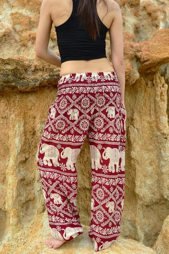 Vista 6 de Pantalones de yoga con cintura fruncida Aladdin Boho Genie para mujer