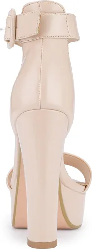 Vista 5 de IDIFU - Tacones de plataforma de 5pulgadas para mujer, sandalias Sabrina IN5 de tacón alto y grueso, correa de tobillo, zapatos sexis y elegantes