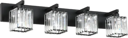 Vista 11 de Aipsun Accesorios de iluminación de tocador de baño, luces de tocador de cristal para baño, 2 luces, accesorios de iluminación de pared de acero