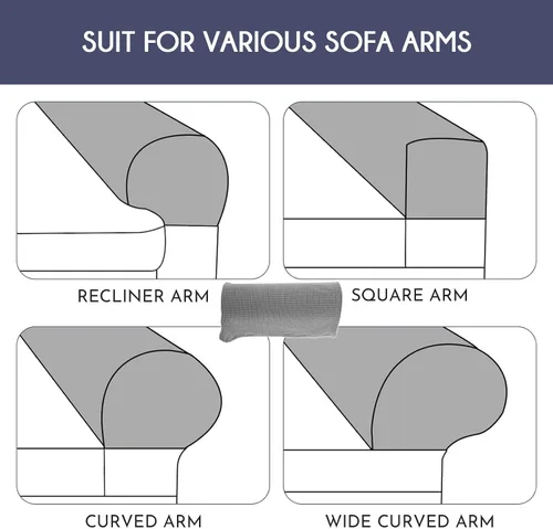 Vista 6 de FOMIYES 2 fundas elásticas universales para reposabrazos de sofá, fundas de forro polar para sofá, silla, protector de muebles, gris claro, 16.53 x