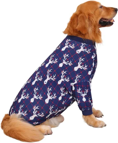 Vista 8 de HDE Pijama de una pieza para perro, ligero, para perros M-3XL, estrellas fantasmales, talla S