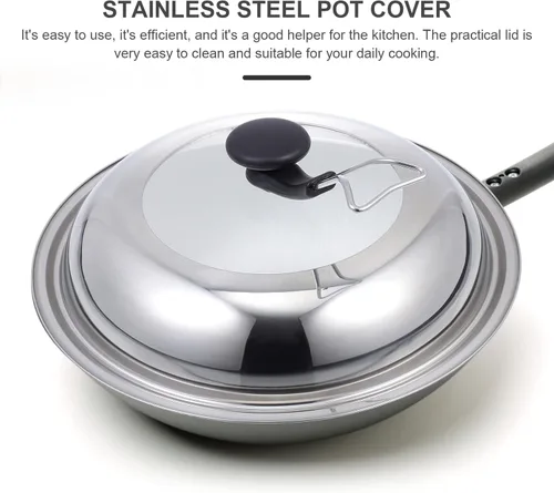 Vista 7 de Operitacx Tapa de olla de acero inoxidable Cubierta de wok de acero inoxidable Cubierta universal para ollas Utensilios de cocina Tapa de cocina