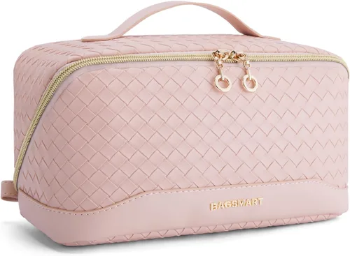 Vista 28 de BAGSMART Bolsa de Maquillaje de Viaje para Mujeres, Estuche Cosmético Portátil Resistente al Agua, Organizador de Maquillaje Acolchado Abultado