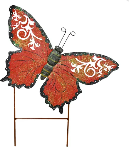 Vista 8 de Estaca decorativa de mariposa para jardín, bonita decoración de insectos de metal, decoración de jardín al aire libre para patio, porche, césped