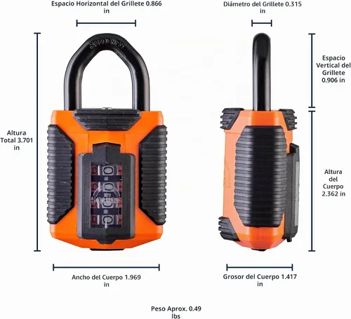 Vista 4 de Squire Candado resistente (CP50) – Grillete de acero más resistente – Candado combinado de 4 ruedas – Acero aleado para resistencia a la corrosión
