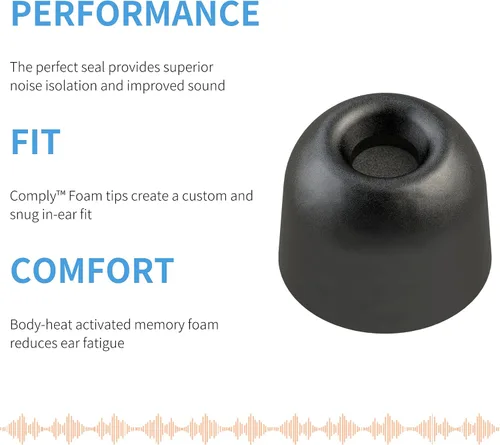 Vista 3 de Comply TWR-200-B Puntas de repuesto de espuma viscoelástica para Bang & Olufsen EX, Beats Solo Buds, Devialet Gemini y más Máxima comodidad