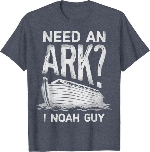 Vista 64 de Need an Ark I Noah Guy Funny Christian Men Women Pun Humour T-Shirt Negro