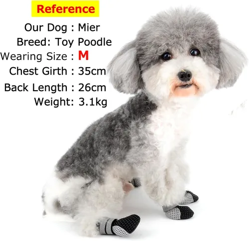 Vista 3 de Zunea - Botas para perros pequeños para pavimento caliente, antideslizantes, zapatos de verano para cachorros, color negro, talla S Breathable