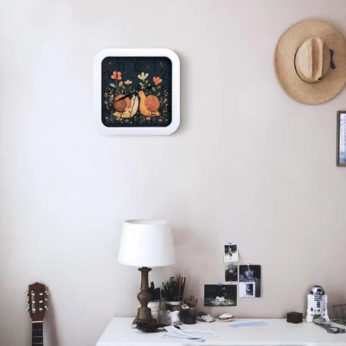 Vista 6 de 10" Square Modern Wall Clock,Animal Depiction Style Print Kitchen Clocks Wall Battery Operated,Silent Non Ticking Unique Funny Cute Wall Clock for