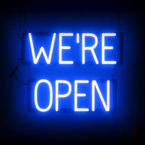 Vista 43 de SpellBrite Letrero LED Neon OPEN para negocios - Azul, 17" x 6