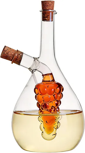 Vista 3 de ELETON Almacenamiento de cocina Herramientas de cocina Botella de vidrio de aceite y vinagre, tapones de caño doble vertedor de uva Vinagre