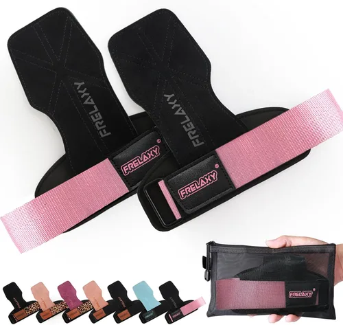 Vista 13 de Frelaxy Correas de muñeca de levantamiento de pesas para mujeres y hombres, agarres de levantamiento de pesas con bucle de muñeca, cuero de doble