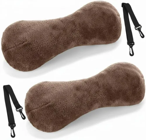 Vista 12 de Colingmill 1 almohada de cuello para reposacabezas reclinable, almohada en forma de hueso, felpa con correa ajustable, soporte para el cuello y Negro