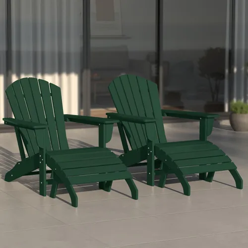 Vista 23 de WestinTrends Dylan - Silla Adirondack para exteriores con otomana, juego de 2 piezas, color negro
