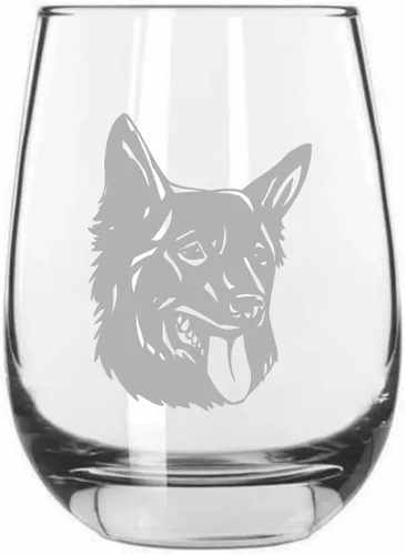 Vista 99 de Shar Pei (chino) - Vaso de vino sin tallo grabado para perro, 15.25 onzas