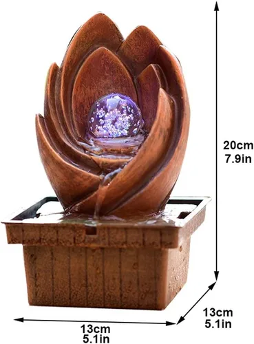 Vista 2 de HIHELO Fuente de cascada de mesa para interiores, pequeña fuente de escritorio zen, artesanía, bola giratoria de cristal, decoración de fuente