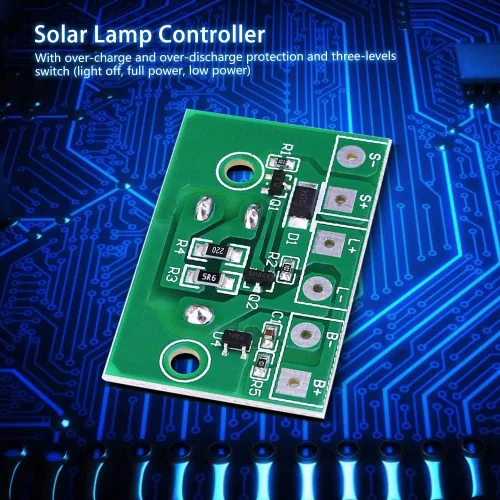 Vista 4 de Controlador de lámpara solar, controlador solar, módulo de carga de energía solar, placa de circuito de control de batería de litio de 3.7 V, auto