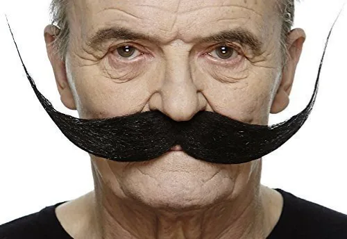 Vista 23 de Mustaches Self-Adhesive Fake Mustache, Synthetic Fur Costume Accessory Set Arqueólogo gris con blanco