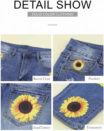 Vista 5 de Astylish - Jeans ajustados de mezclilla para mujer, desgastados, elásticos, con parches a cuadros, rasgados, con agujeros, estilo masculino