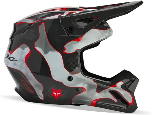 Vista 3 de Fox Racing Casco unisex para motocross V1, gris/rojo, talla XXL
