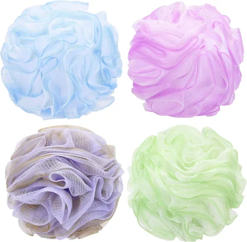 Vista 8 de Esponja de ducha de lufa de baño, esponja para el cuerpo, exfoliante, bola (6 unidades)