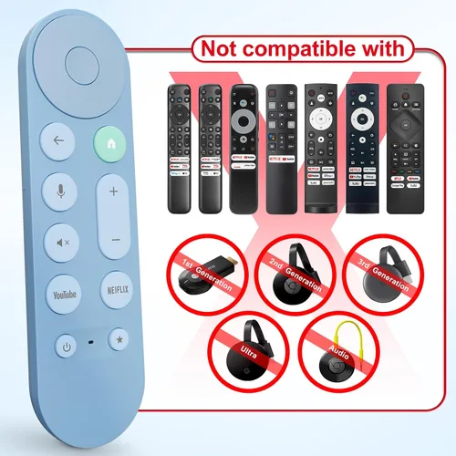 Vista 3 de Reemplazo de voz para el mando a distancia de Google Chromecast, para el control remoto de Google TV y Google TV Streamer (Azul)
